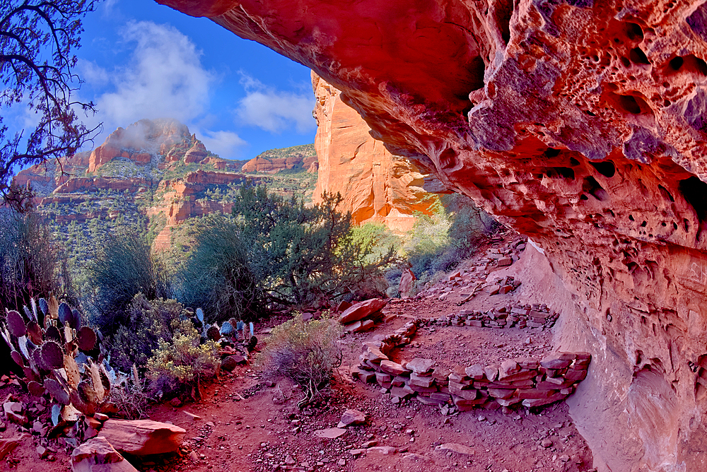 Ancient Indian Ruins under Fay Arch in Fay Canyon in Sedona, Arizona, United States of America, North America