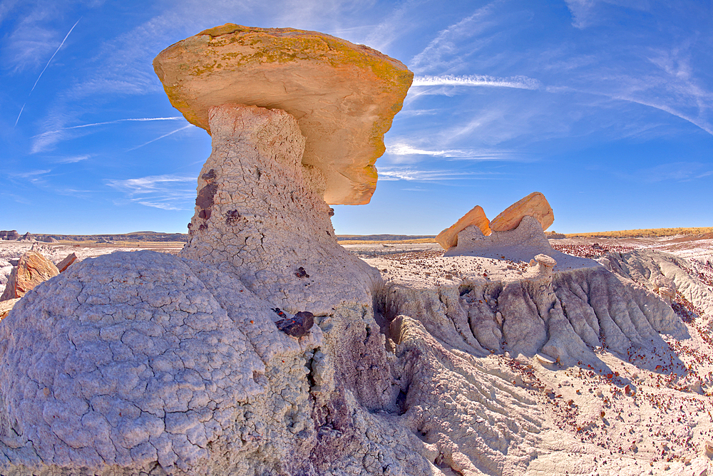 Slabs of stone along the Red Basin Trail called the Tabletops at Petrified Forest National Park Arizona.