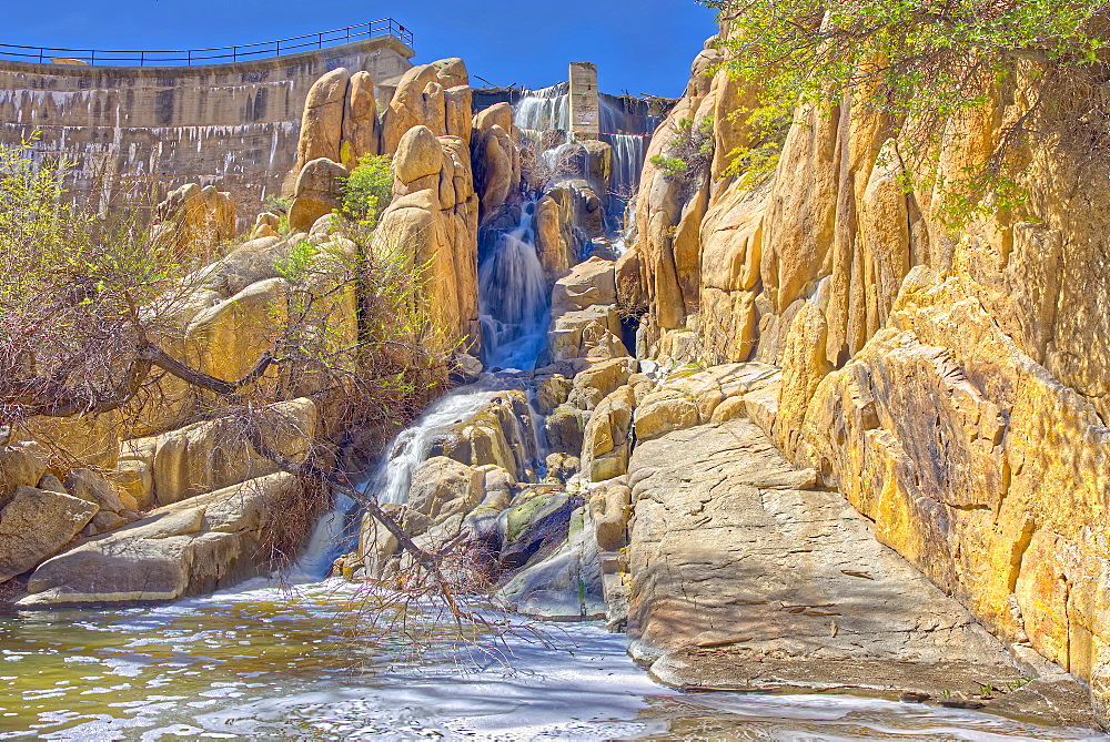 The Watson Dam Spillway, the small dam holds back Watson Lake in Prescott, Arizona, United States of America, North America