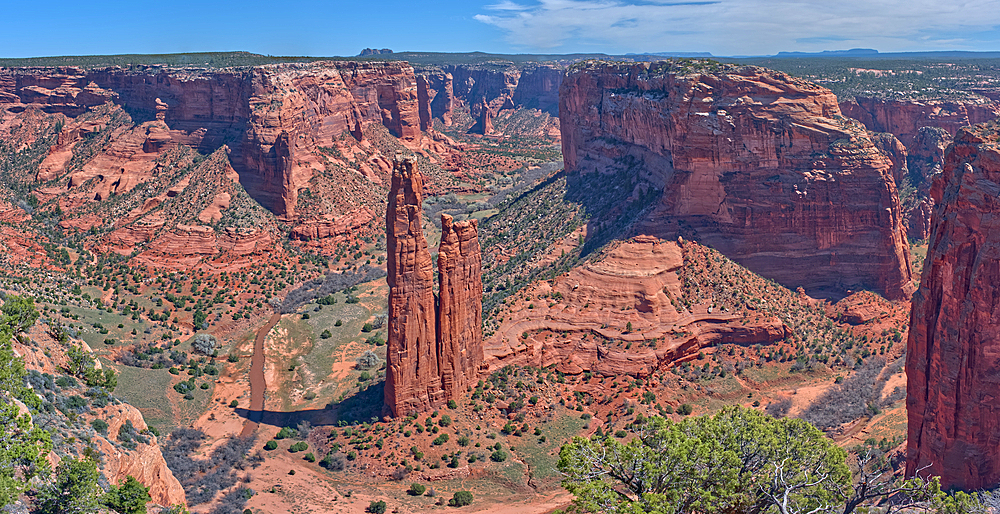 View of Spider Rock from the overlook at the end of Canyon De Chelly National Monument South Rim, Arizona, United States of America, North America