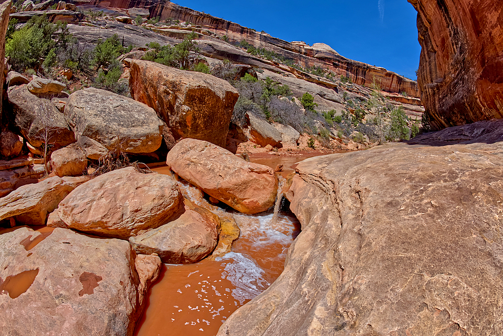 A small waterfall near Kachina Bridge in Deer Canyon, Natural Bridges National Monument, Utah, United States of America, North America