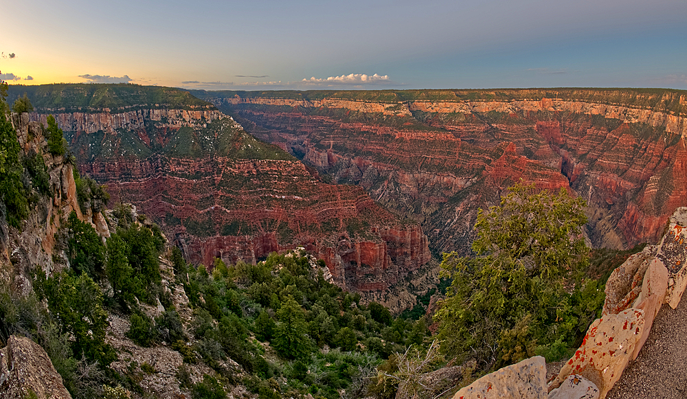 Uncle Jim Point viewed from Bright Angel Point on the North Rim of Grand Canyon at twilight, Grand Canyon National Park, UNESCO World Heritage Site, Arizona, United States of America, North America