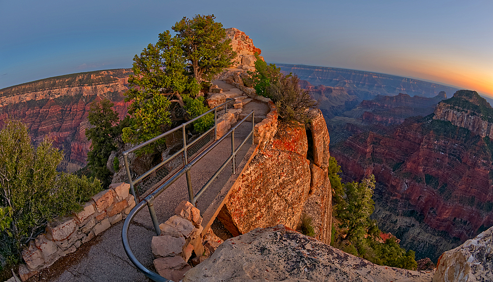 Bright Angel Point Bridge on Grand Canyon North Rim at twilight, Grand Canyon National Park, UNESCO World Heritage Site, Arizona, United States of America, North America