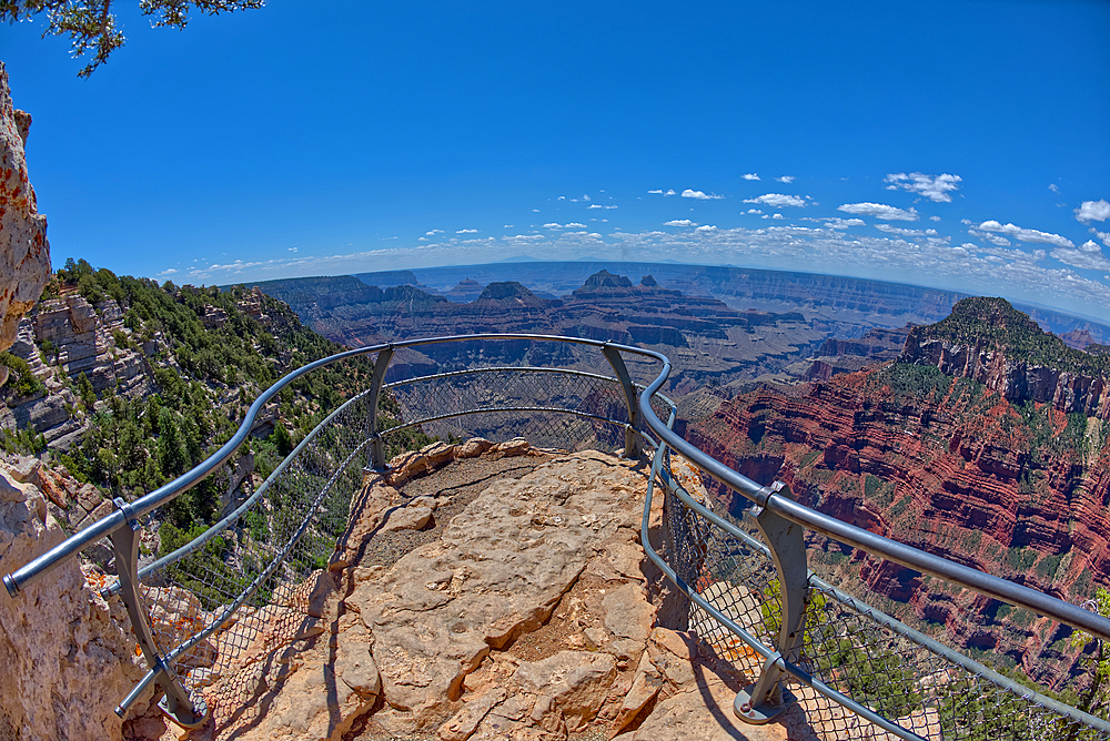 An overlook along the Transept Trail with Oza Butte on the right at Grand Canyon North Rim, Grand Canyon National Park, UNESCO World Heritage Site, Arizona, United States of America, North America