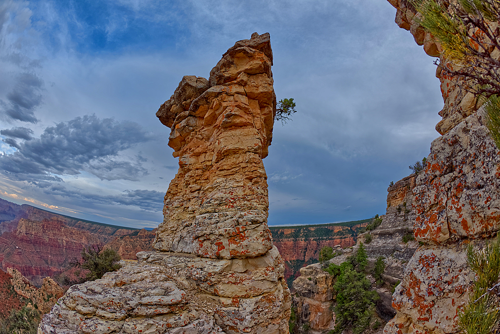 A rock spire just east of Grandview Point at Grand Canyon South Rim, Grand Canyon National Park, UNESCO World Heritage Site, Arizona, United States of America, North America