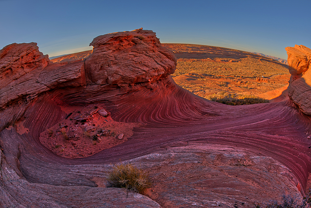 The west rock ridge of the New Wave along the Beehive Trail in the Glen Canyon Recreation Area near Page, Arizona, United States of America, North America