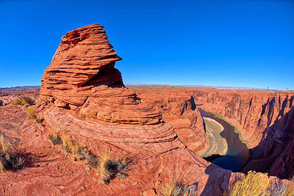 Sandstone hoodoo formation north of the Horseshoe Bend Overlook along the Colorado River in Page, Arizona, United States of America, North America