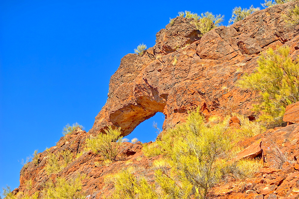 The arch of Eagle Eye Mountain near Aguila, taken in January 2018, Aguila, Arizona, United States of America, North America