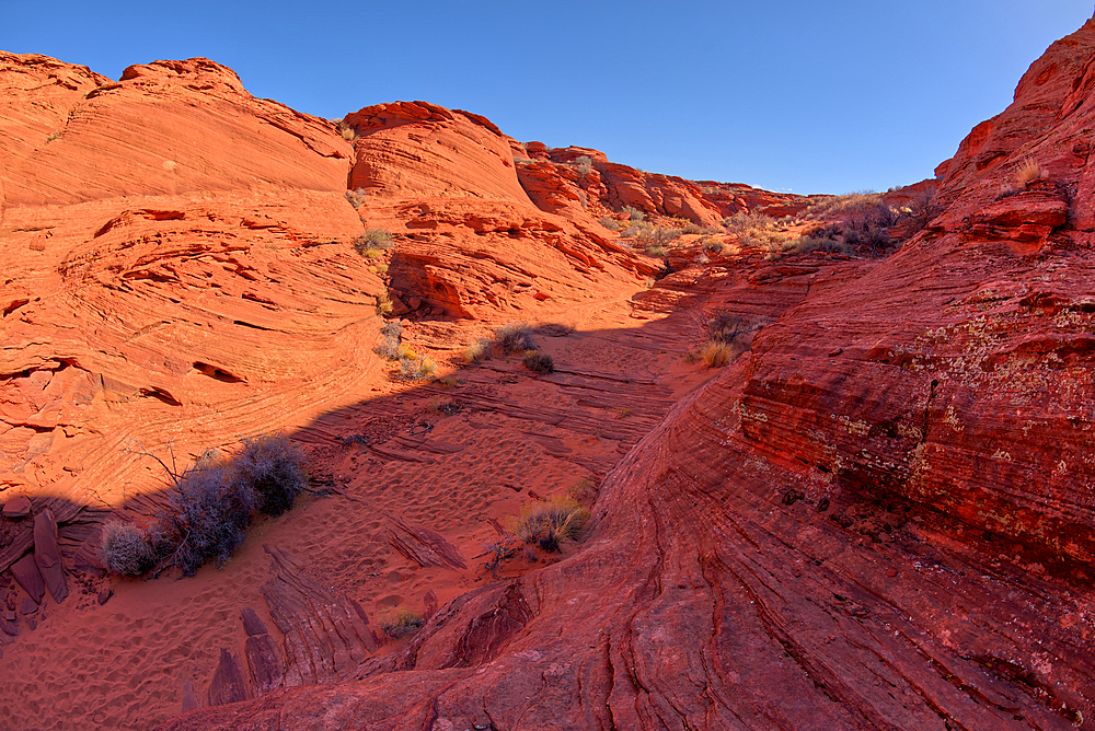 The pathway into a spur canyon just north of the main overlook of Horseshoe Bend, Arizona, United States of America, North America