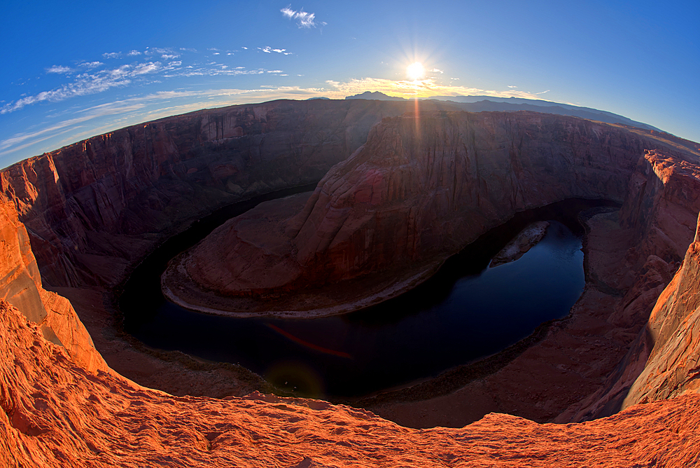 Horseshoe Bend in the Glen Canyon Recreation Area at sundown, near Page, Arizona, United States of America, North America