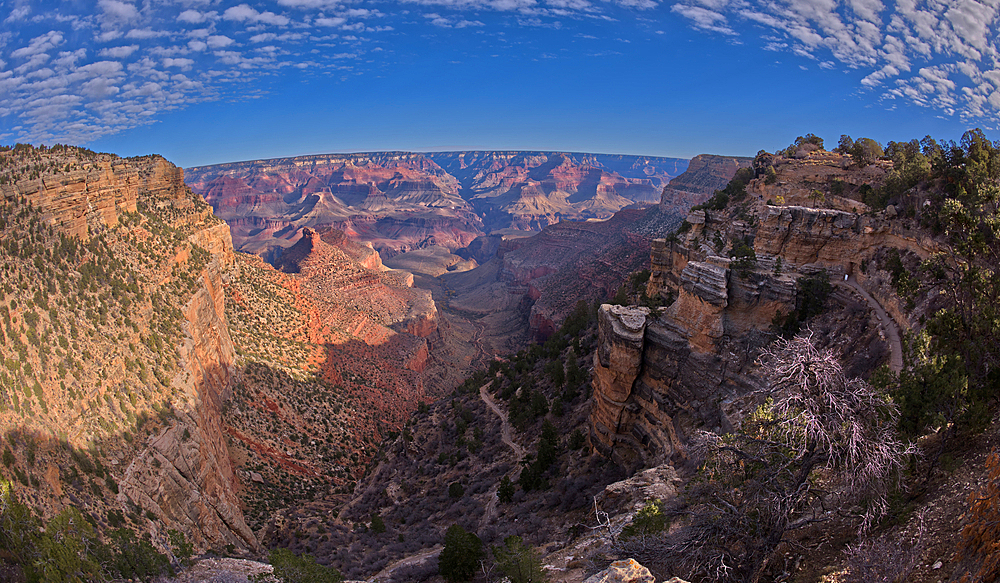 Bright Angel Trail at Grand Canyon South Rim viewed from the Trailview Overlook along Hermit Road, Grand Canyon, UNESCO World Heritage Site, Arizona, United States of America, North America