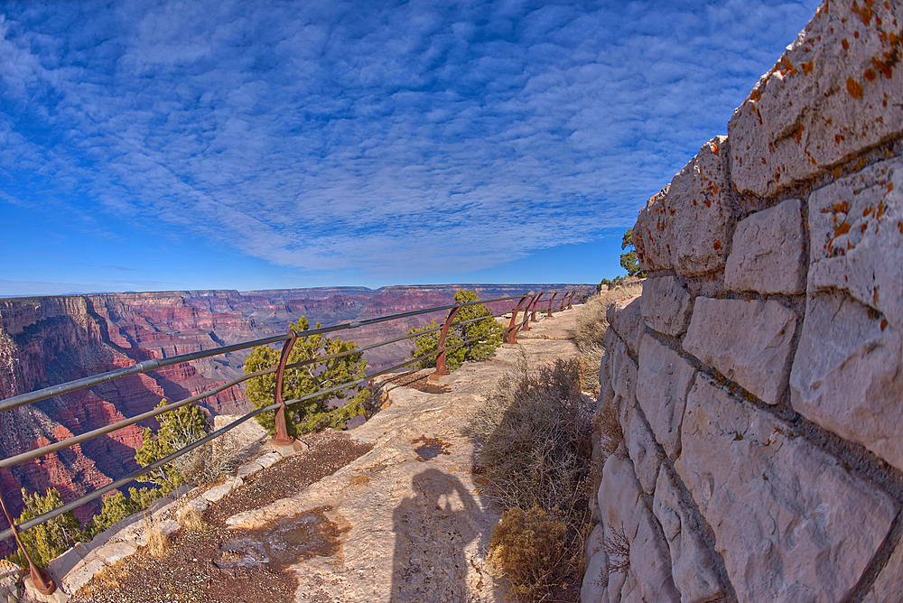 The safety railing of the Great Mohave Wall Overlook at Grand Canyon, Arizona, United States of America, North America