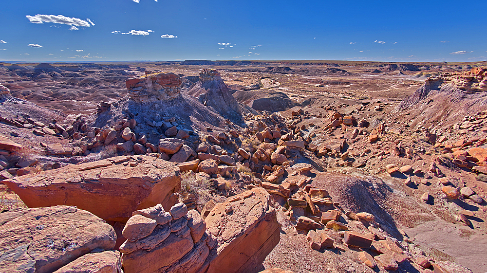 Rock islands just off a mesa near Hamilili Point on the south end of Petrified Forest National Park, Arizona, United States of America, North America