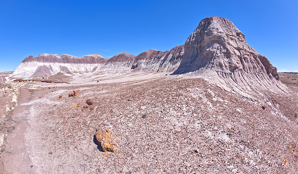 View of a bentonite hill along the Long Logs Trail in Petrified Forest National Park, Arizona, United States of America, North America