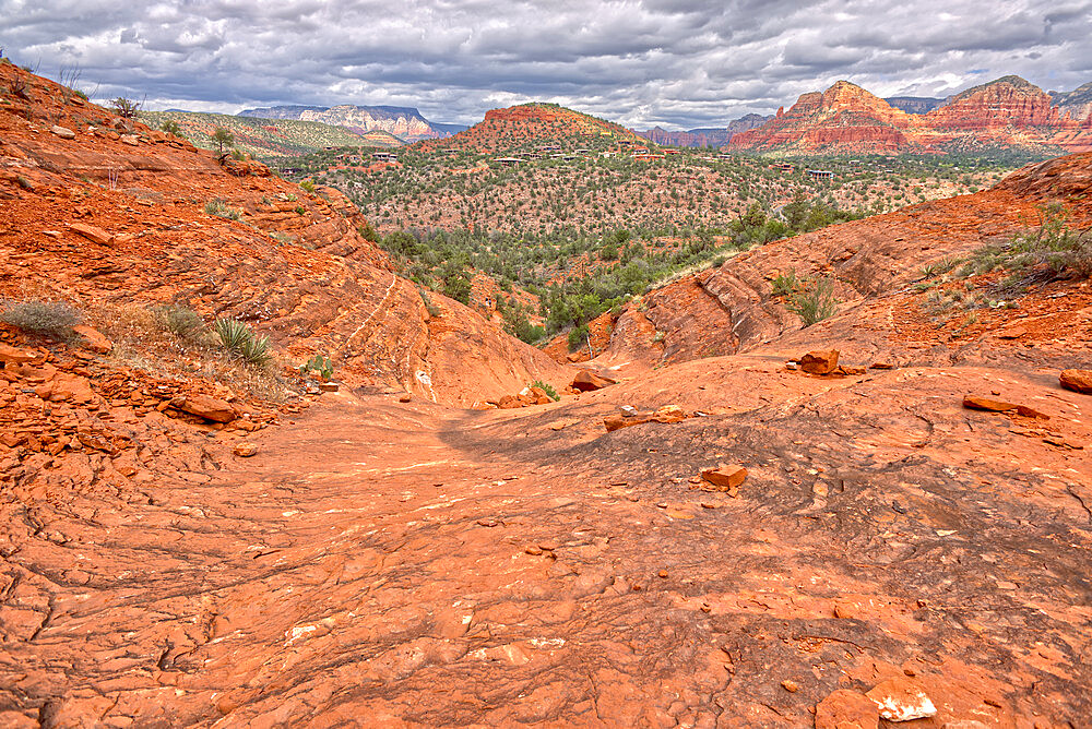 View of Sedona from the north side of Cathedral Rock, Sedona, Arizona, United States of America, North America