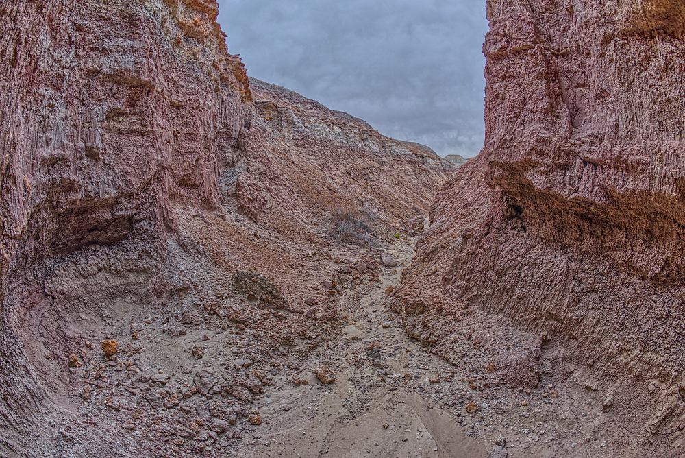 A narrow slot canyon of bentonite on the south end of Petrified Forest National Park, Arizona, United States of America, North America