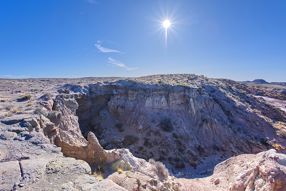 A dry waterfall west of Hamilili Point in Petrified Forest National Park, Arizona, United States of America, North America