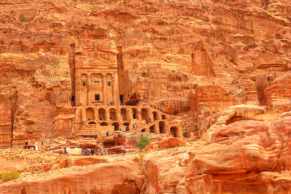 Roman soldier's tomb (Urn tomb) located in the side of the mountain known as al-Khubta, above Wadi Musa, Petra, UNESCO World Heritage Site, Jordan, Middle East