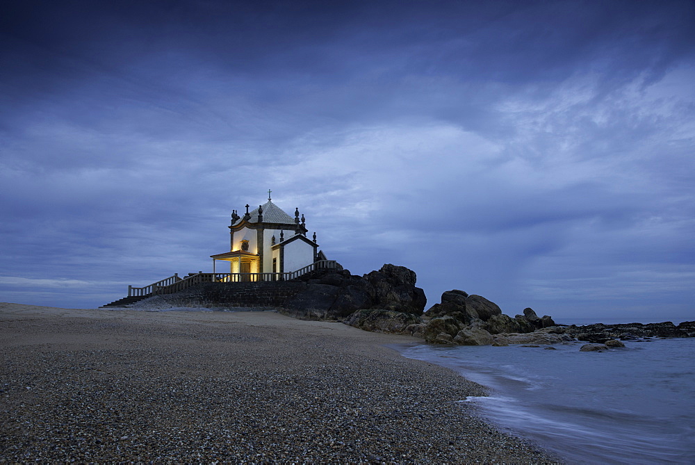 Capela do Senhor da Pedra (Chapel of the Lord of Stone), at a coastal site originally used for pagan worship, Miramar, Greater Porto, Portugal, Europe