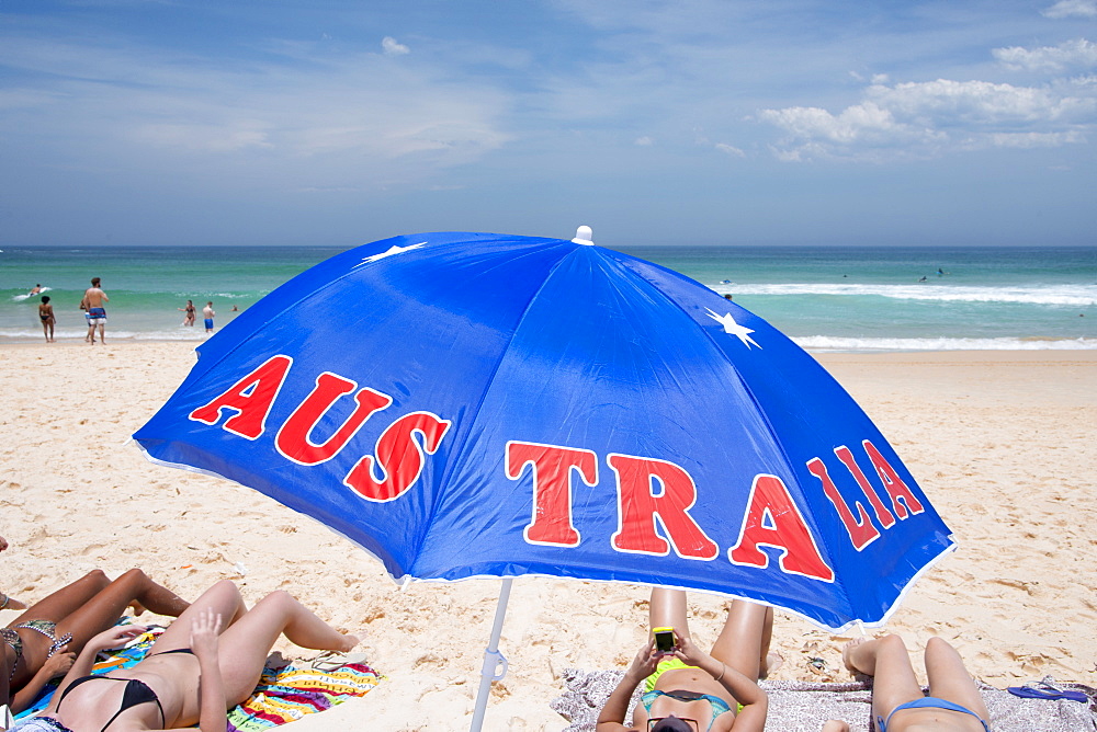 Australia umbrella at Bondi Beach, Sydney, New South Wales, Australia, Pacific