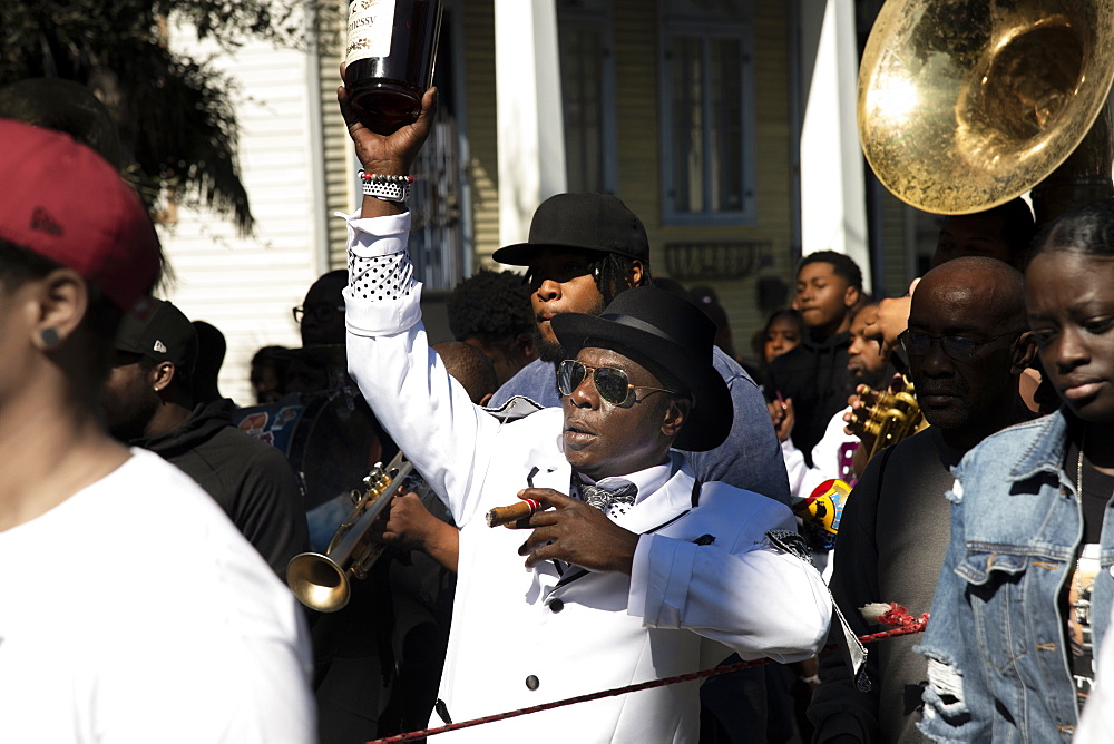 Marching in a Second Line Parade in New Orleans, Louisiana, United States of America, North America