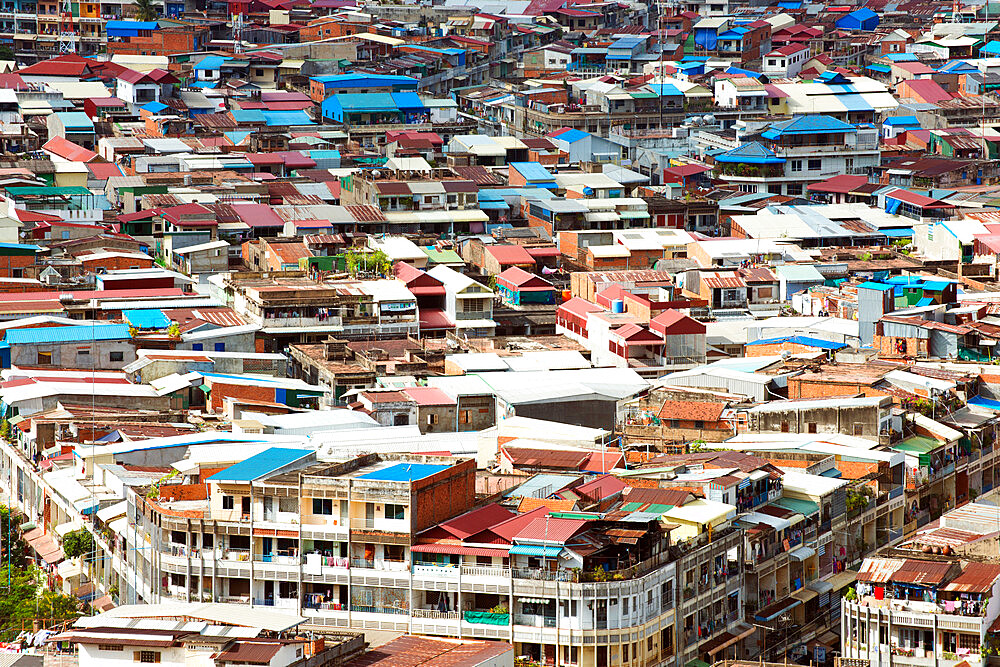 Colorful rooftops of Phnom Penh, capital city of Cambodia, Indochina, Southeast Asia, Asia