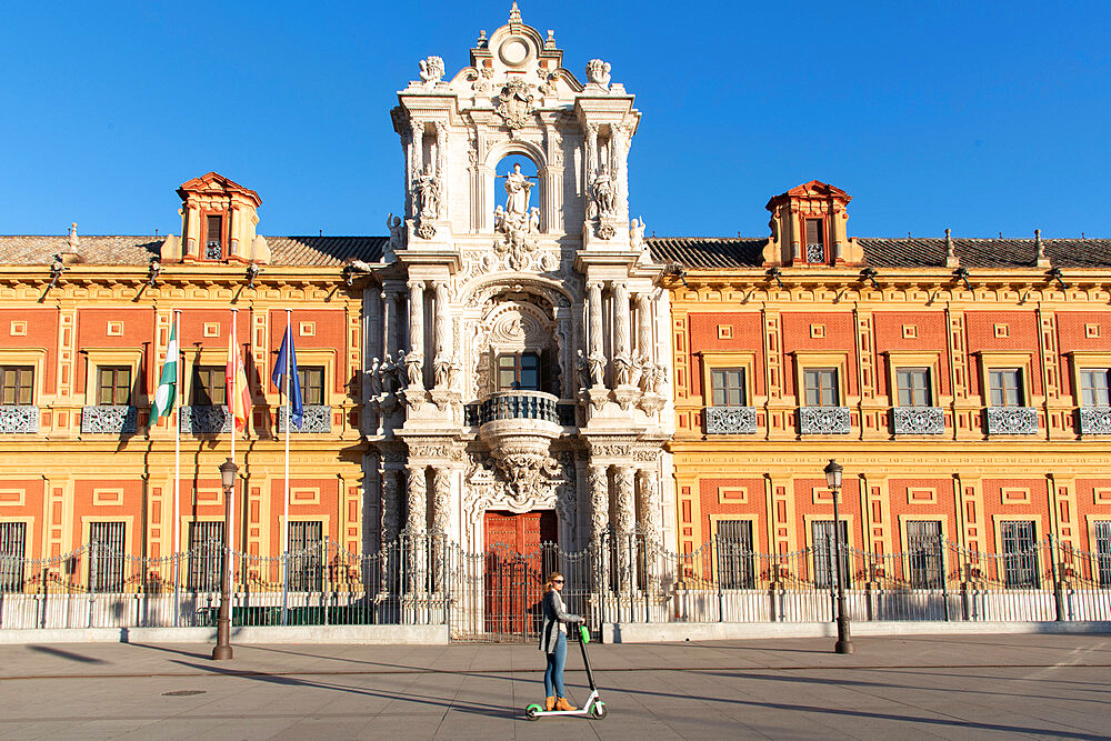 Touring the ornate architecture of Seville, Andalucia, Spain, Europe