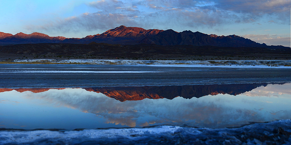 Small creeks flow into the salt flats, California, United States of America, North America