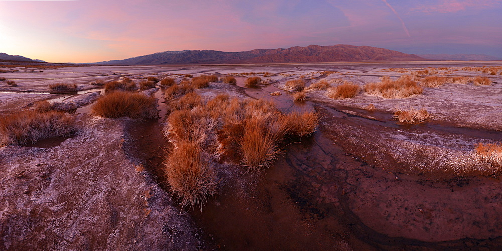 Small creeks flow into the salt flats, California, United States of America, North America