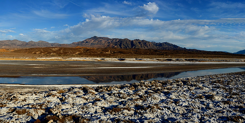 Small creeks flow into the salt flats, California, United States of America, North America