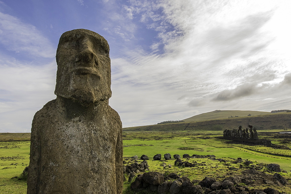 Easter Island heads, Easter Island (Rapa Nui), UNESCO World Heritage Site, Chile, South America