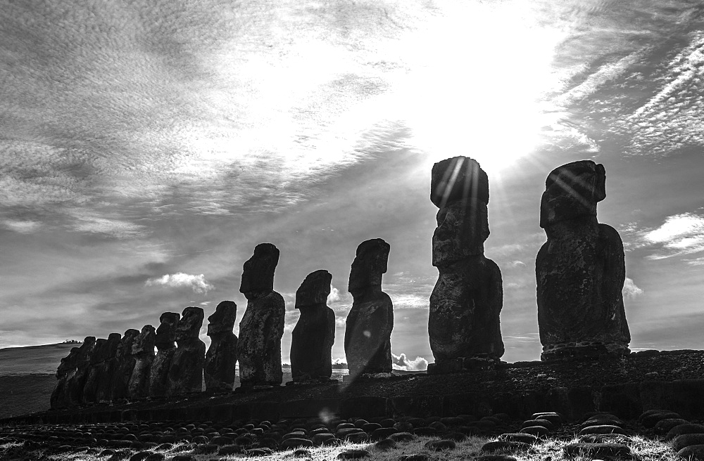 Easter Island heads, Easter Island (Rapa Nui), UNESCO World Heritage Site, Chile, South America