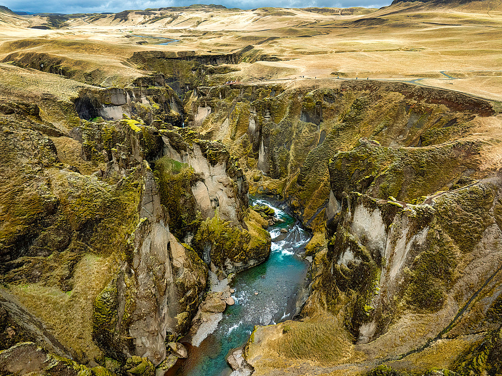 A look down Fjaðrárgljúfur canyon, south coast, Iceland