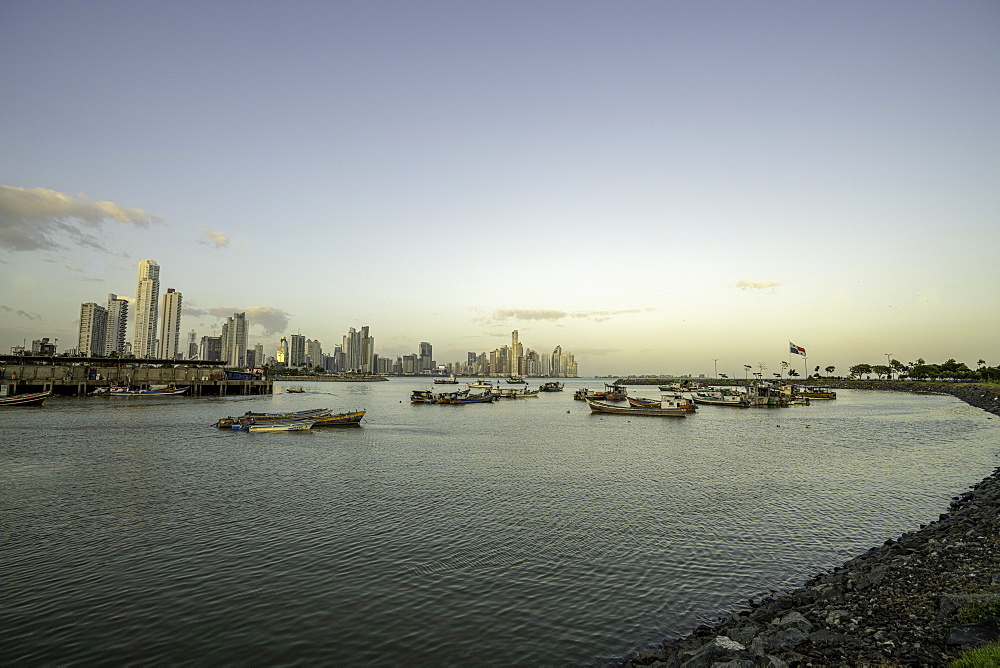 The Bay of Panama with Panama City Skyline, Panama, Central America