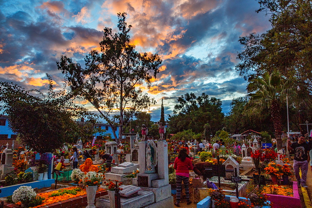 Dia De Los Muertos (Day of the Dead) celebrations in the cemeteries of Oaxaca, Mexico, North America