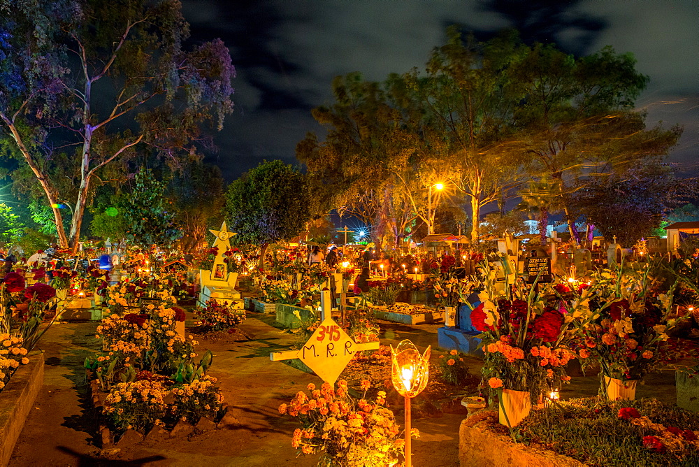 Dia De Los Muertos (Day of the Dead) celebrations in the cemeteries of Oaxaca, Mexico, North America