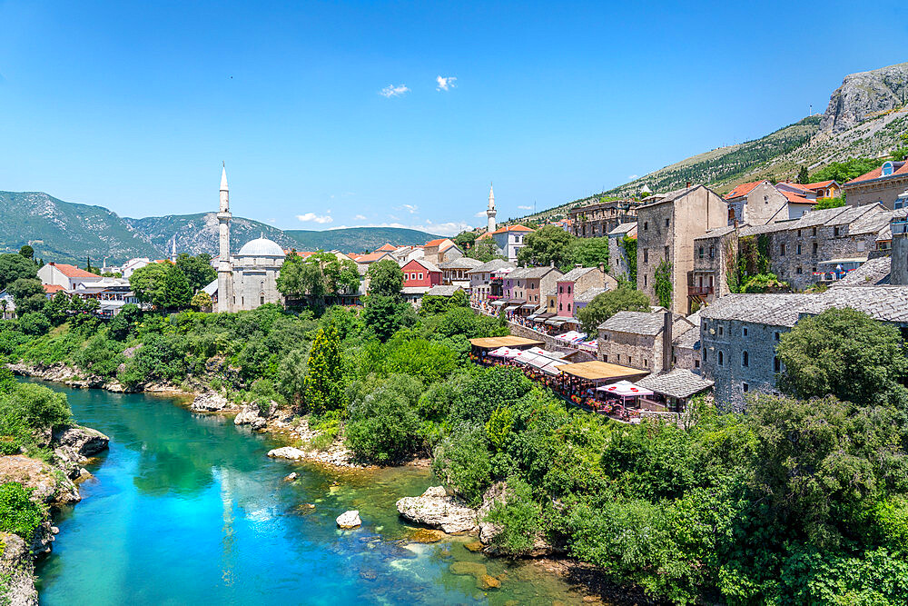 Koski Mehmed Pasha Mosque by the Neretva River in Mostar, Bosnia and Hercegovina, Europe