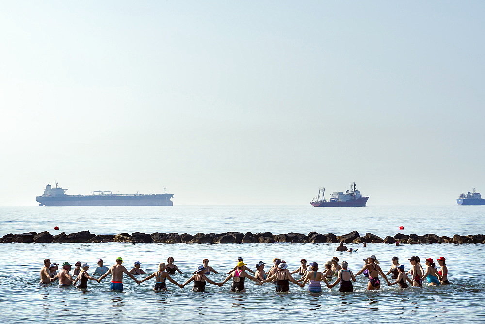 Early morning exercise class for the elderly in Limassol, Cyprus, Mediterranean, Europe