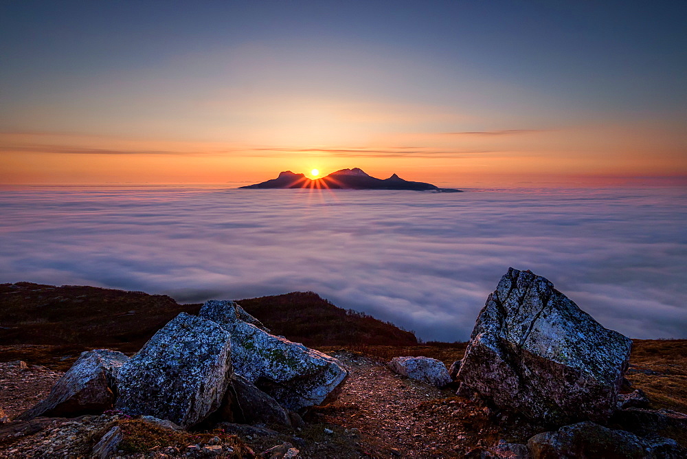 Morning above the sea of cloud, Iceland, Polar Regions