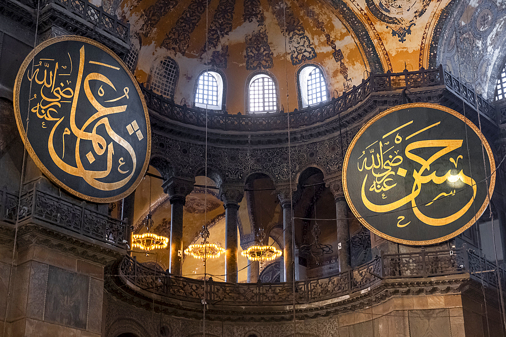 Interior view of Hagia Sophia Mosque, UNESCO World Heritage Site, Istanbul, Turkey, Europe