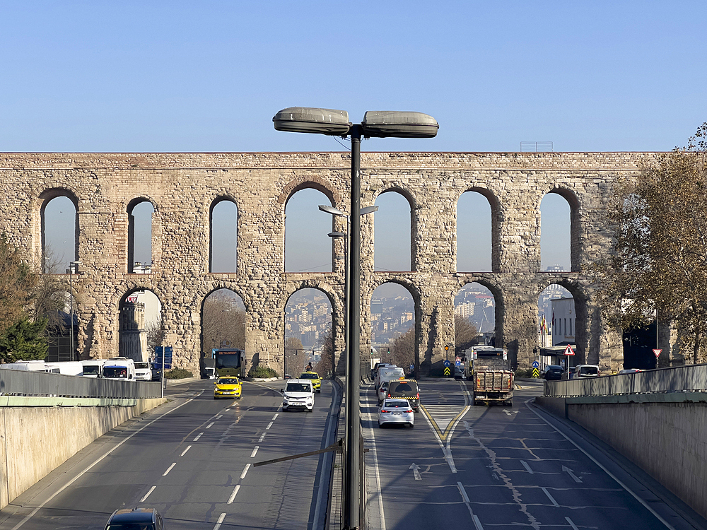 The ancient Roman Aqueduct of Valens in Istanbul, Turkey, Europe