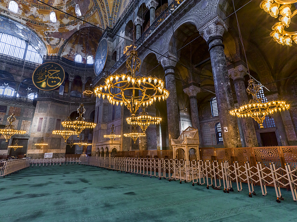 Interior of Hagia Sophia Mosque, UNESCO World Heritage Site, Istanbul, Turkey, Europe