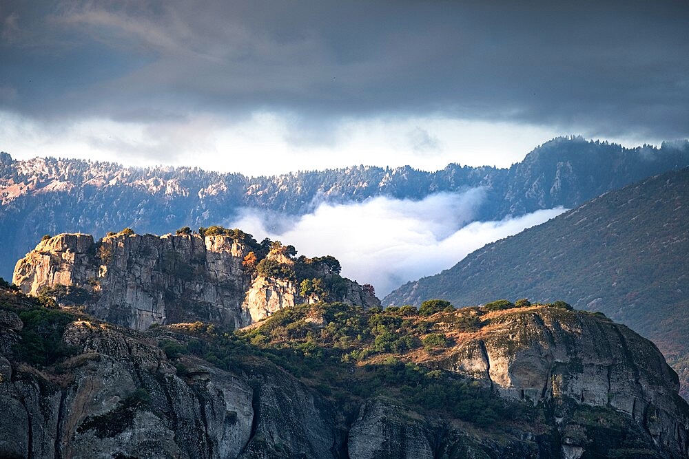 Low clouds on the Meteoras, Thessaly, Greece, Europe