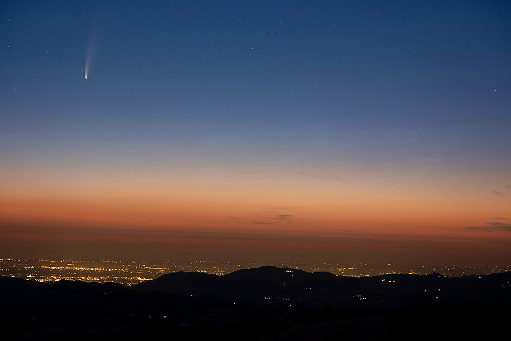 Neowise comet before dawn, Emilia Romagna, Italy, Europe