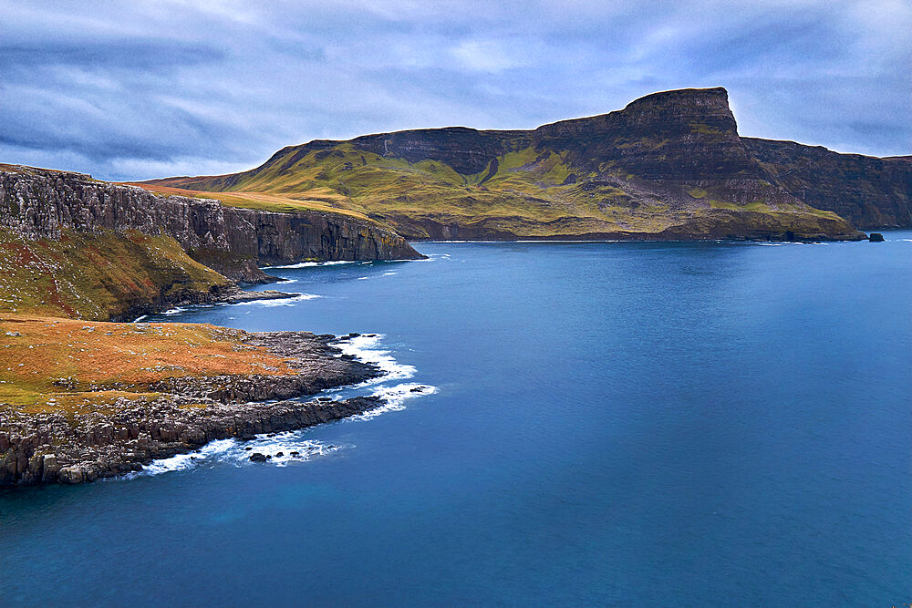 Long exposure on a bay on the coast of the Isle of Skye, Inner Hebrides, Scotland, United Kingdom, Europe