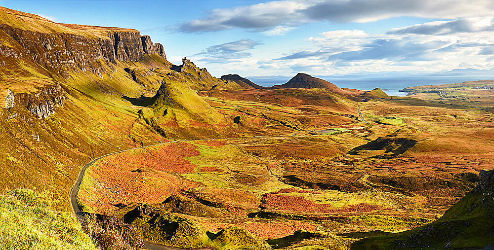 Quiraing highlands on the Isle of Skye, Inner Hebrides, Scotland, United Kingdom, Europe