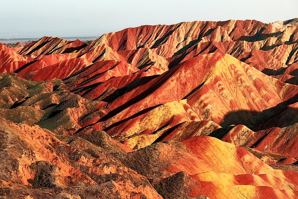 Rainbow mountains of Danxia at sunset, Gansu, China, Asia