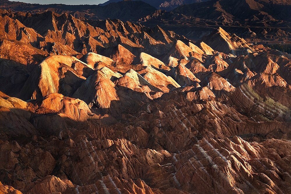 Rainbow mountains of Danxia at sunrise, Gansu, China, Asia