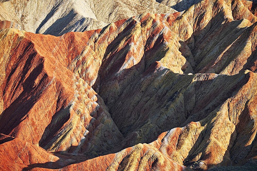 Rainbow mountains of Danxia at sunset, Gansu, China, Asia