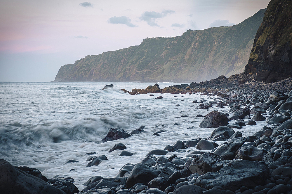 Rocky shore of Porto de Pescas da Achada on Sao Miguel island, Azores Islands, Portugal, Atlantic, Europe